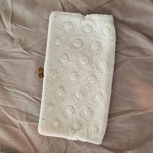 White Beaded Clutch Vintage